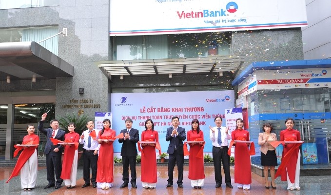 Lễ cắt băng khai trương dịch vụ thanh toán trực tuyến cước viễn thông giữa VNPT Hà Nội và VietinBank